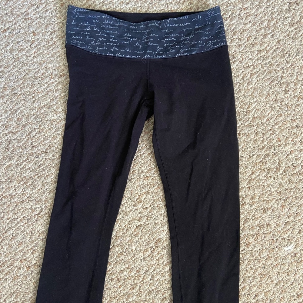 lululemon athletica Black Leggings with Gray Waistband